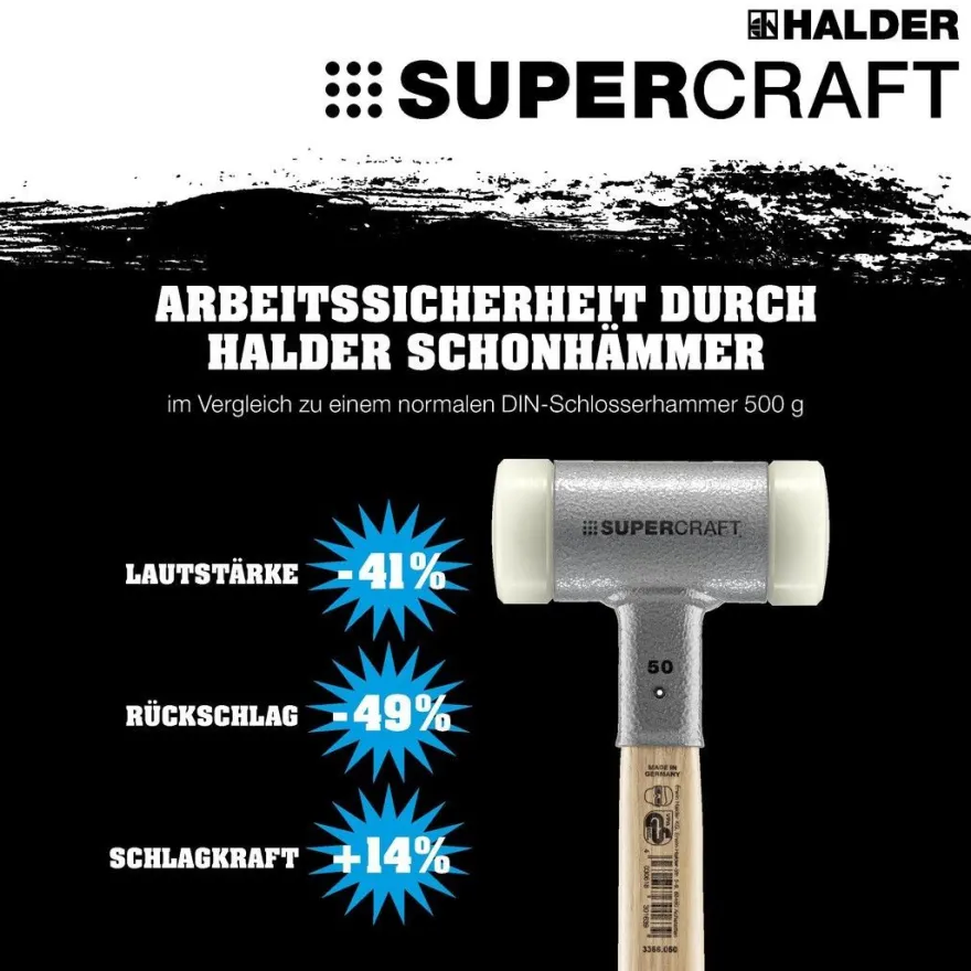 HALDER Supercraft Vorschlaghammer Ø 100 mm rückschlagfrei mit 3-Komponentenstiel