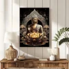 Halflemart Bronze Buddha Statue Leinwand Bild mit Rahmen, Lotusblumen Zen Spa