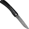 Haller Damast, Damast Taschenmesser mit Ebenholz Griff Nagelrille Klappmesser