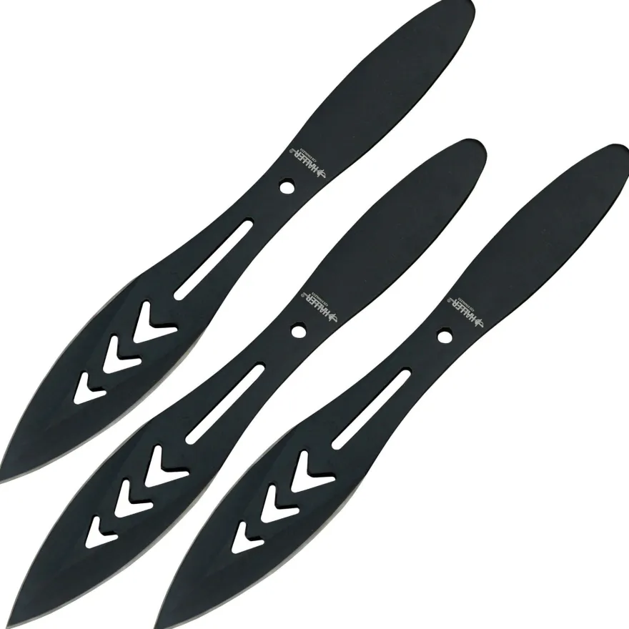 Haller Wurfmesser Set 3 tlg. schwarz Ganzstahl mit Nylonscheide (18 + )