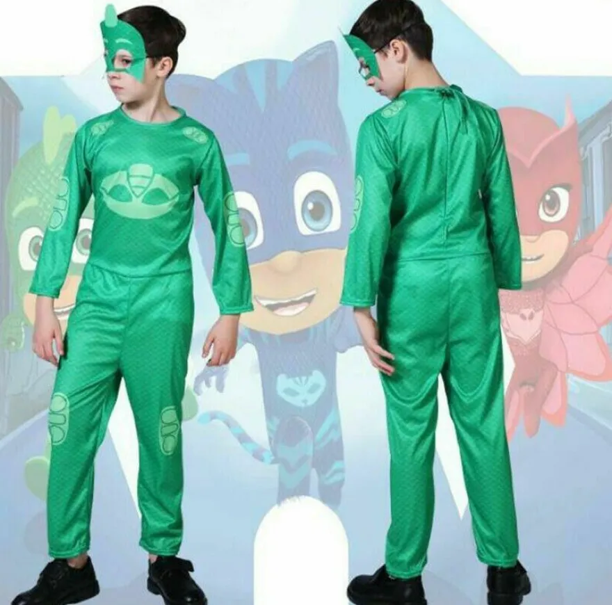 Halloween Kinder Cosplay PJ Masks Kostume Eulette, Catboy oder Gecko Overalls