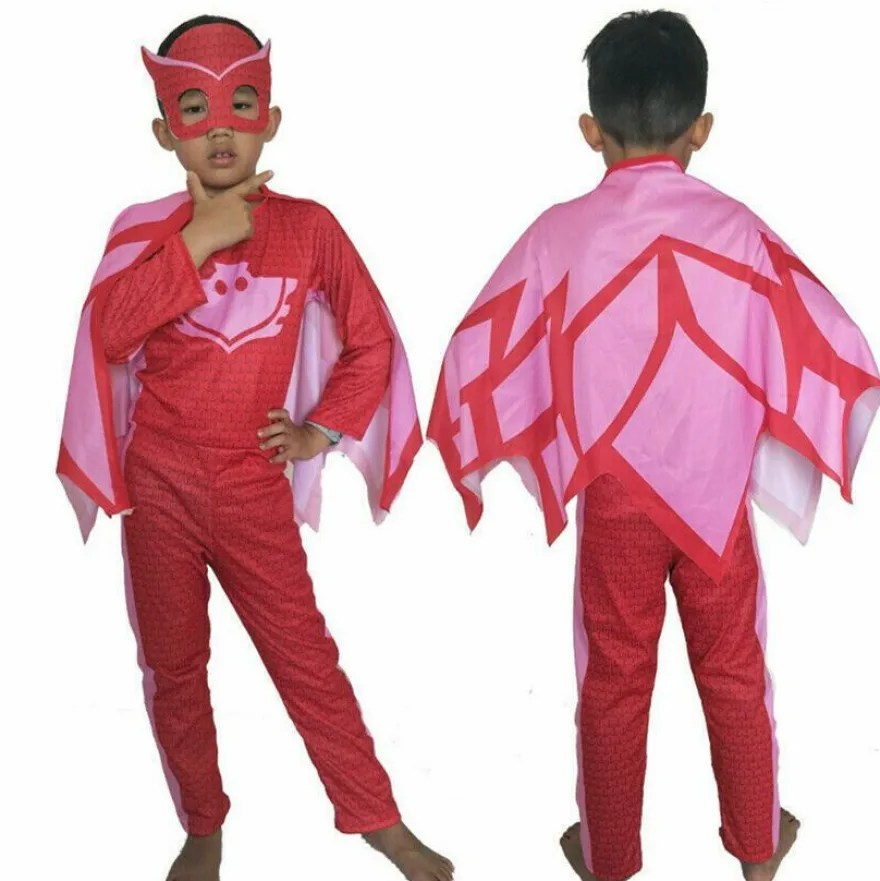 Halloween Kinder Cosplay PJ Masks Kostume Eulette, Catboy oder Gecko Overalls
