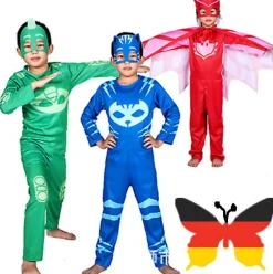 Halloween Kinder Cosplay PJ Masks Kostume Eulette, Catboy oder Gecko Overalls