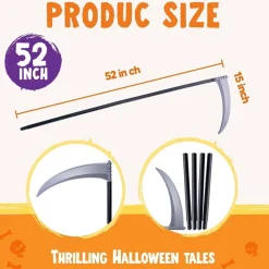 Halloween Sensenmann Kostüm Sense 150cm Horror Sichel Grim Reaper Cosplay