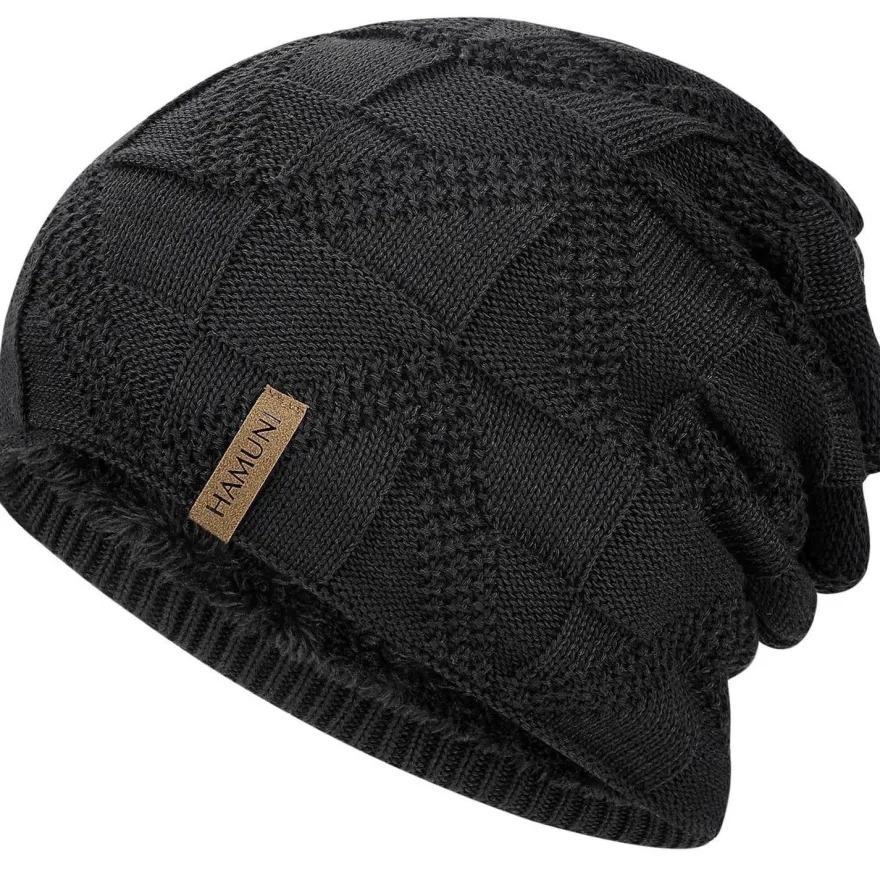 HAMUNI Unisex Strickmütze mit Fleece-Futter - Atmungsaktiv und warm für Herbst