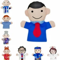 12 Handpuppen Familienmitglieder aus Stoff Plüsch Spielzeug Plüschtiere