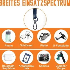Handykette Universal zum Umhängen für jedes Handy schwarz + himmelblau