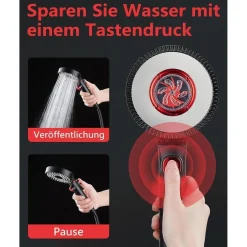 HAPPUP Duschkopf mit Filter, Wassersparend 4.5l/min, 3 Strahlarten