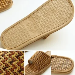 Hausschuhe Bambusleinen Flache Schuhe Flip-Flops Freizeit Indoor Offene Zehen