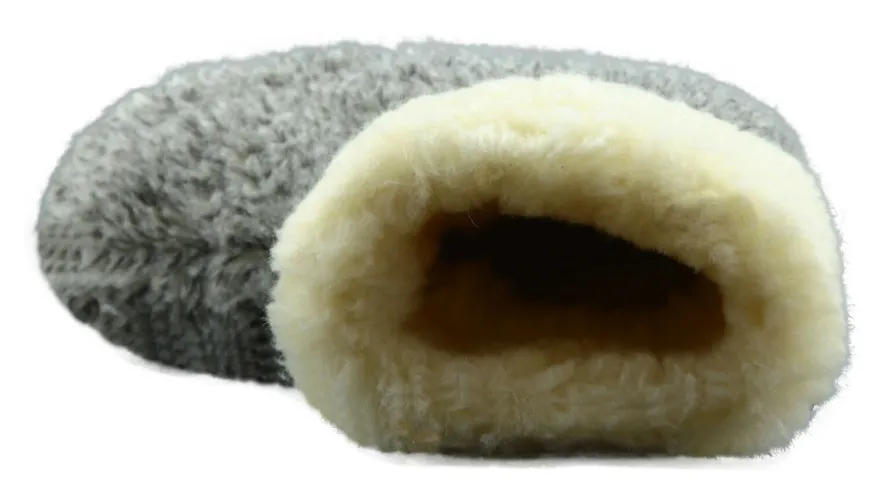 Hausschuhe Hüttenschuhe Lammfell 100% Schafwolle Schaffell Pantoffeln Grau 35-48