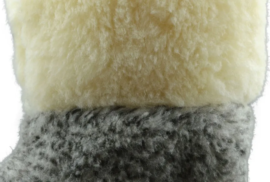 Hausschuhe Hüttenschuhe Lammfell 100% Schafwolle Schaffell Pantoffeln Grau 35-48
