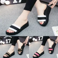 Hausschuhe Slope Heel atmungsaktiv Freizeitschuhe Flip-Flops hochhackig