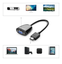 HDMI-Stecker auf VGA-Buchse FHD schwarzes Adapterkabel