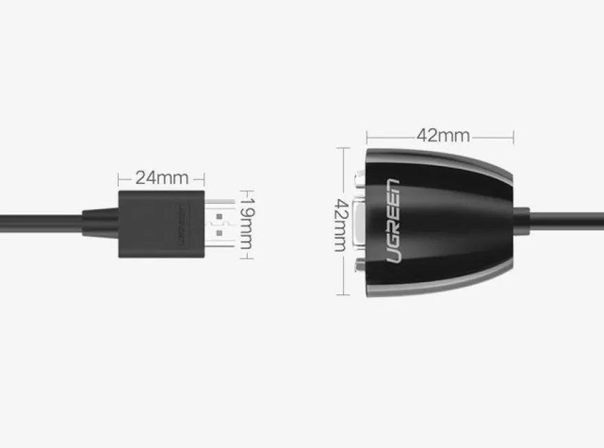 HDMI-Stecker auf VGA-Buchse FHD schwarzes Adapterkabel