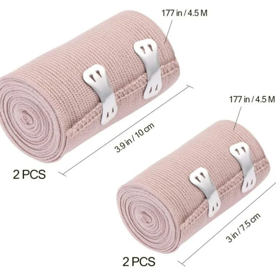 Healifty Elastische Bandage Wrap Set 4 Rollen 8 Clips Knie Handgelenk Knöchel