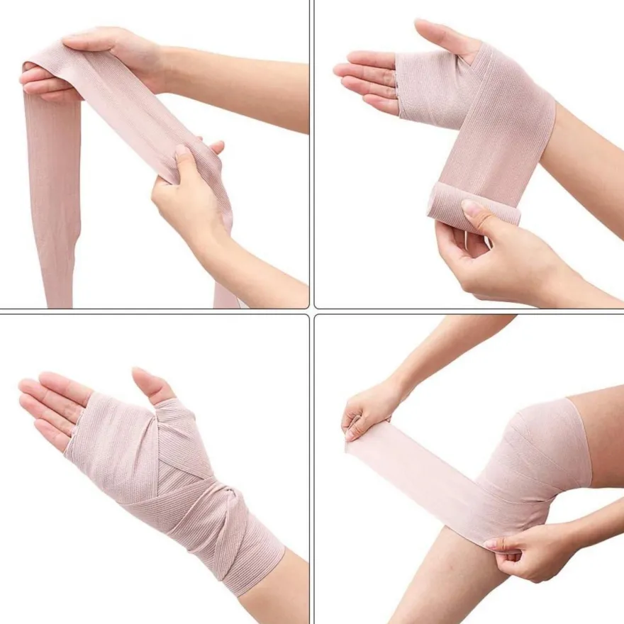 Healifty Elastische Bandage Wrap Set 4 Rollen 8 Clips Knie Handgelenk Knöchel