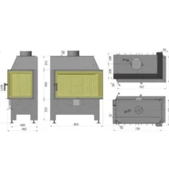 Heatro 69P Eck-Kamineinsatz 11kW rechtsverglast