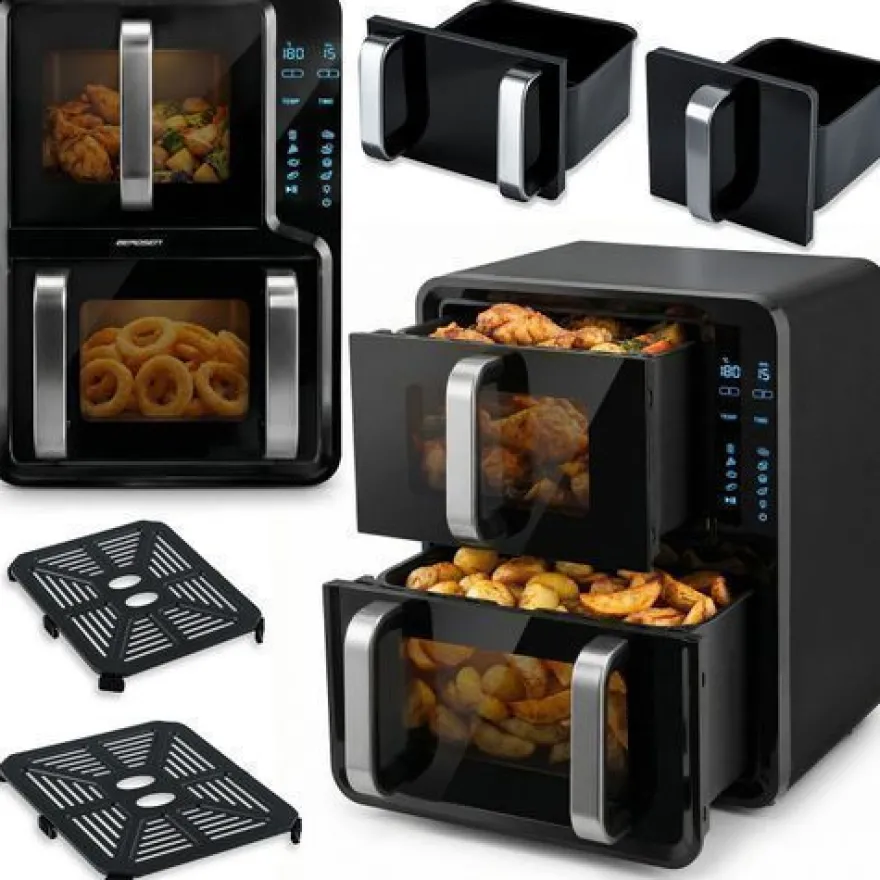 Heißluftfritteuse, Doppelkammer, vertikal, 12 l, Berdsen 2800W BD-664
