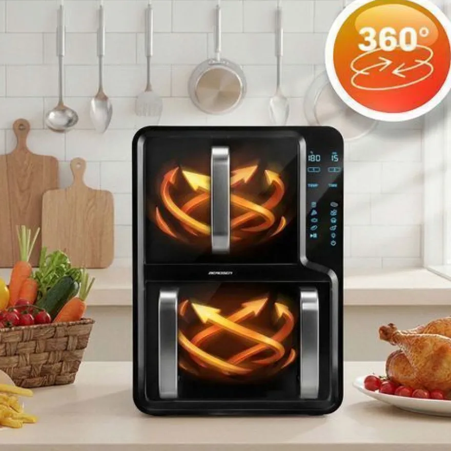 Heißluftfritteuse, Doppelkammer, vertikal, 12 l, Berdsen 2800W BD-664