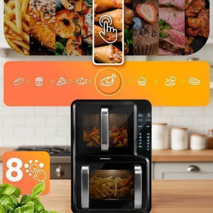 Heißluftfritteuse, Doppelkammer, vertikal, 12 l, Berdsen 2800W BD-664