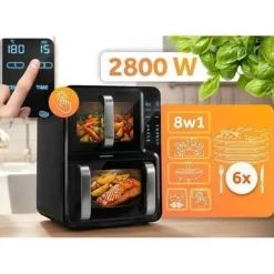 Heißluftfritteuse, Doppelkammer, vertikal, 12 l, Berdsen 2800W BD-664