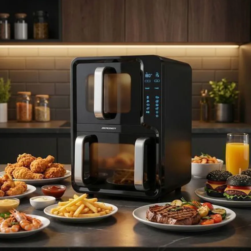 Heißluftfritteuse, Doppelkammer, vertikal, 12 l, Berdsen 2800W BD-664
