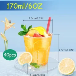Hejo 40 Stück Cocktailgläser aus Kunststoff, 170ml wiederverwendbare