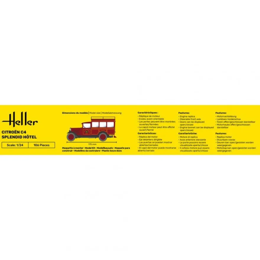 Heller - Citroen C4 Splendid Hôtel - 1:24 - 106 Teile