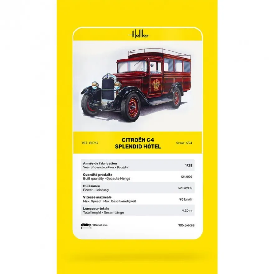 Heller - Citroen C4 Splendid Hôtel - 1:24 - 106 Teile