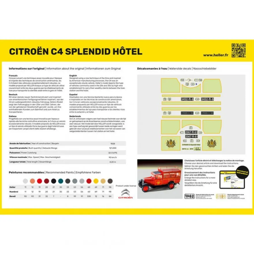 Heller - Citroen C4 Splendid Hôtel - 1:24 - 106 Teile