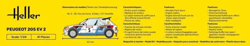 Heller Peugeot 205 EV 2 in 1:24 1000807160 Glow2B 80716 Bausatz