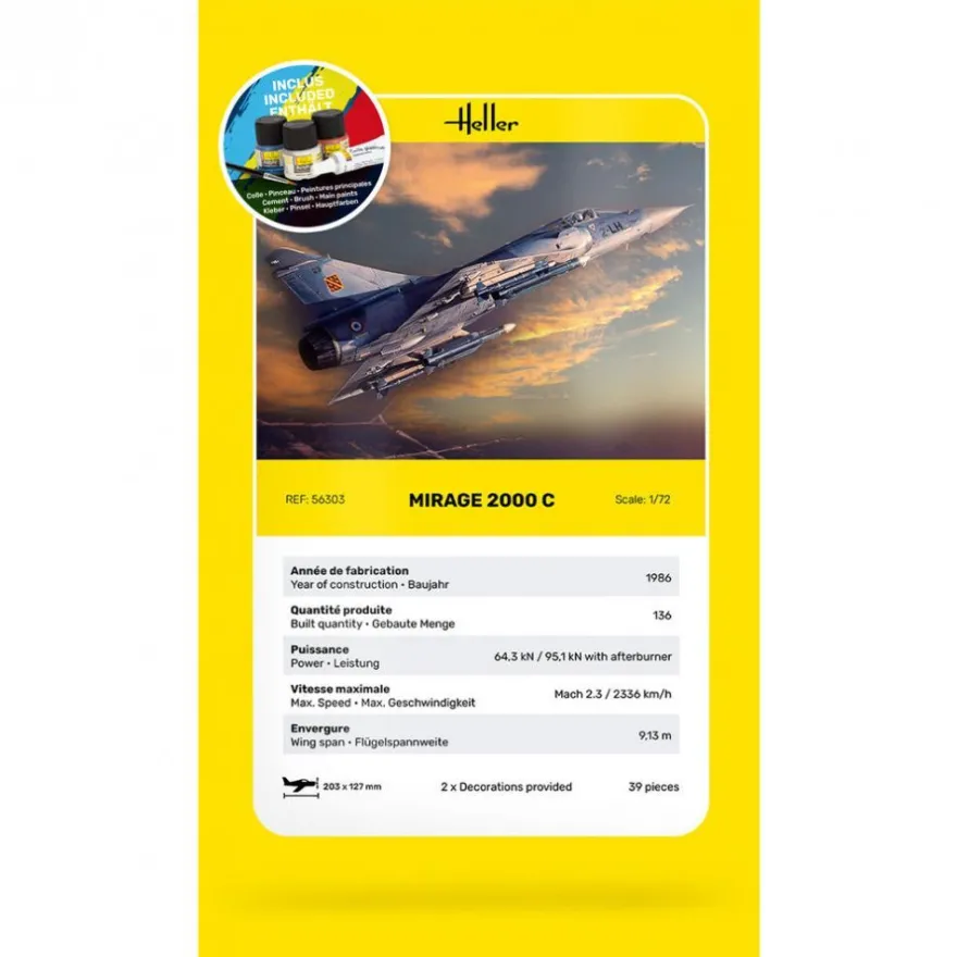 Heller - Starter Kit Mirage 2000 C - 1:72 - 39 Teile