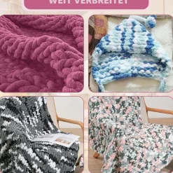 Hengrongshen Dicke Wolle 2x 500g Chunky Yarn für Armstricken, XXL Garn für
