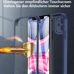 Hensinple iPhone 11 Hülle mit integriertem Displayschutz - 360° Rundumschutz