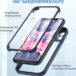 Hensinple iPhone 11 Hülle mit integriertem Displayschutz - 360° Rundumschutz