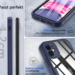 Hensinple iPhone 11 Hülle mit integriertem Displayschutz - 360° Rundumschutz