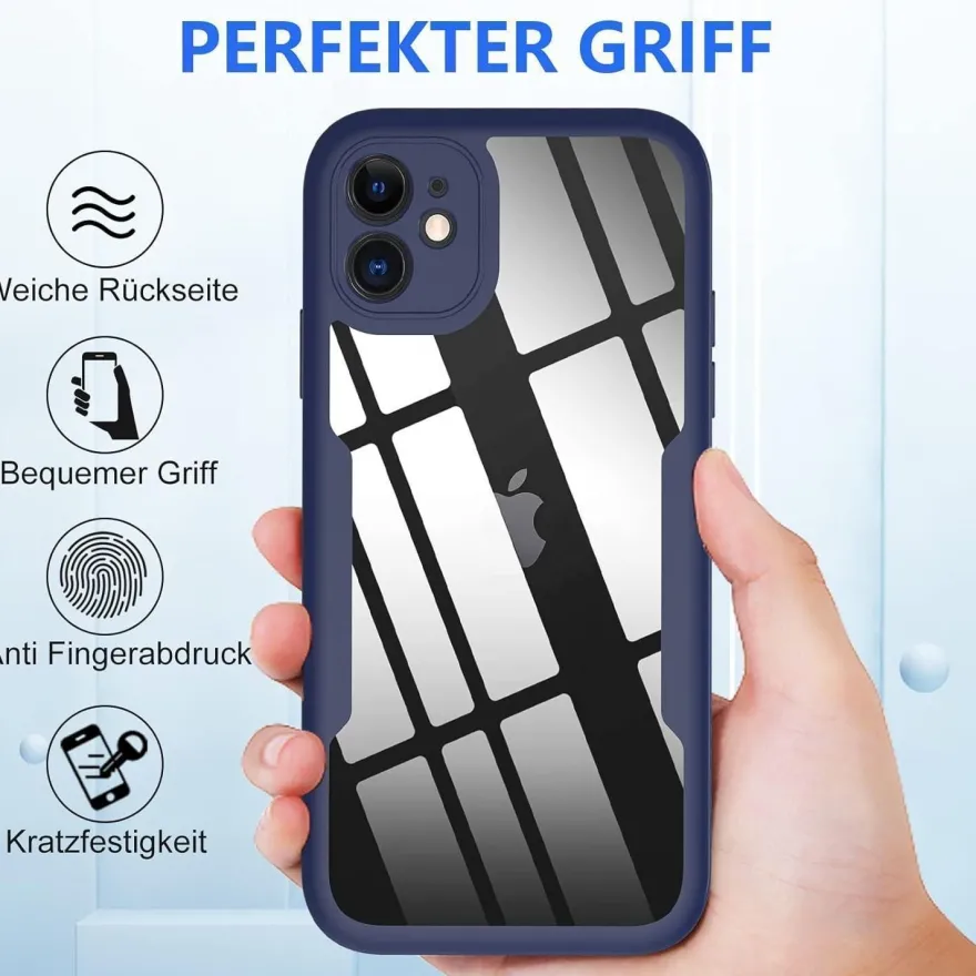 Hensinple iPhone 11 Hülle mit integriertem Displayschutz - 360° Rundumschutz