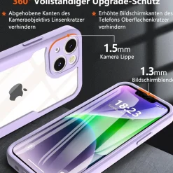 Hensinple iPhone 13 Mini Hülle (5,4 Zoll) - 360° Stoßfest mit Displayschutz