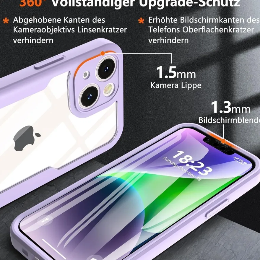 Hensinple iPhone 13 Mini Hülle (5,4 Zoll) - 360° Stoßfest mit Displayschutz