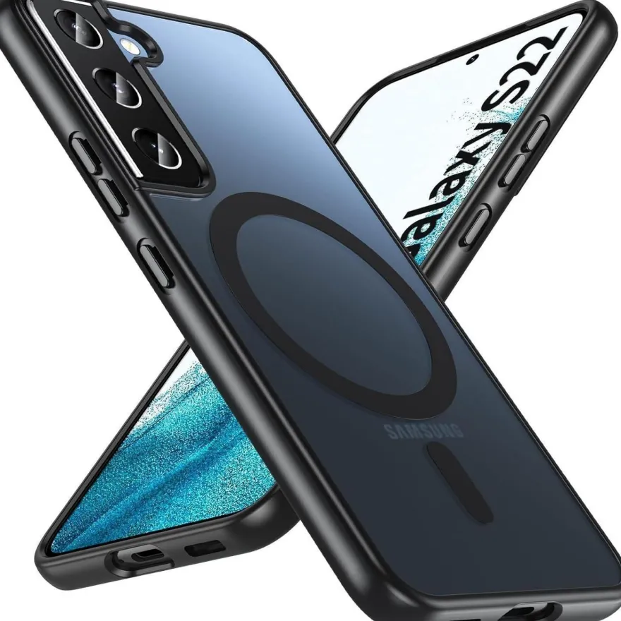 Hensinple Magnetische Hülle für Samsung Galaxy S22, MagSafe Kompatibel, Militär