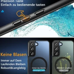 Hensinple Magnetische Hülle für Samsung Galaxy S22, MagSafe Kompatibel, Militär