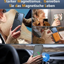 Hensinple Magnetische Hülle für Samsung Galaxy S22, MagSafe Kompatibel, Militär