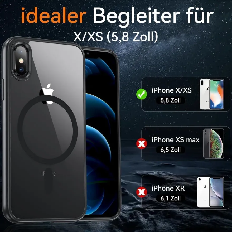 Hensinple Magnetische Schutzhülle für iPhone X/XS, Militärschutz, Stoßfest