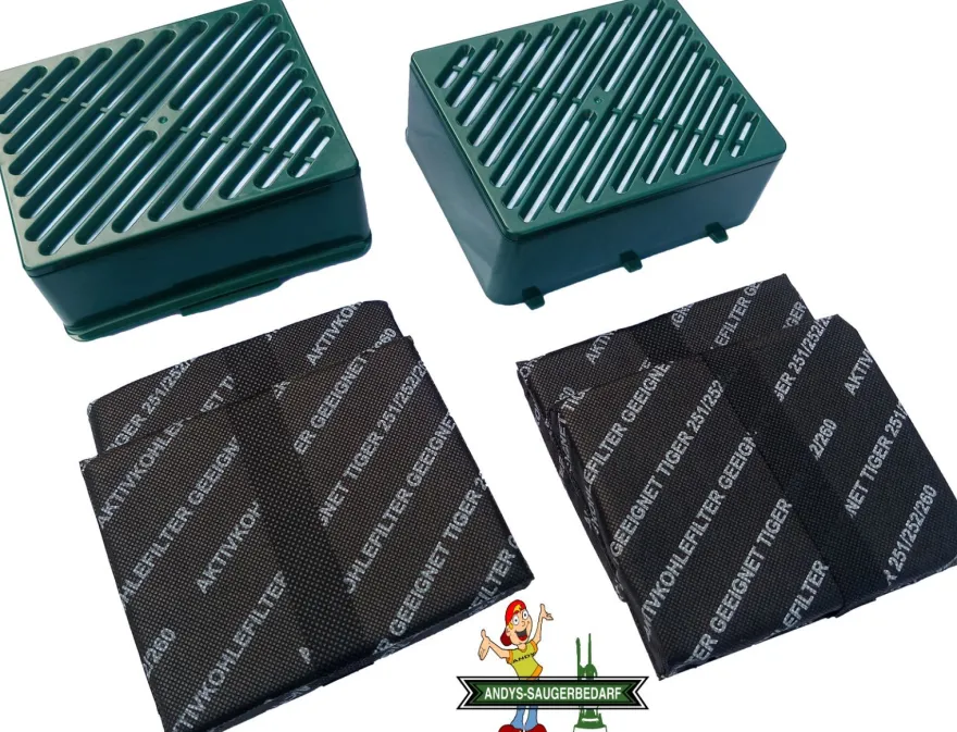 2 Hepafilter + 4 Aktivkohlefilter geeignet Vorwerk Tiger VT 252 Filter