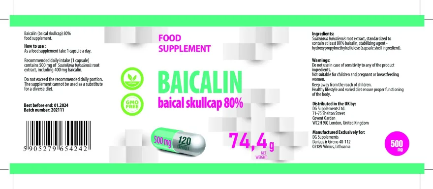 Hepatica Baicalin aus (Scutellaria baicalensis) 500mg 120 Vegane Kapseln