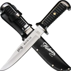 Herbertz Bowie Messer Jagd Messer Heft aus Zinkdruckguss mit Lederscheide