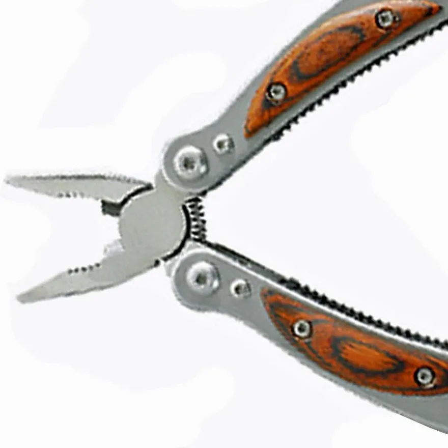 Herbertz Minitool Multitool mit Zange 8 Werkzeuge Pakkaholz Schalen inkl. Lederetui
