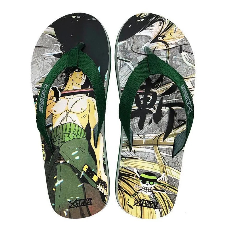 Herren Damen Roronoa Zoro One Piece Slippers Flip Flops Strandschuhe