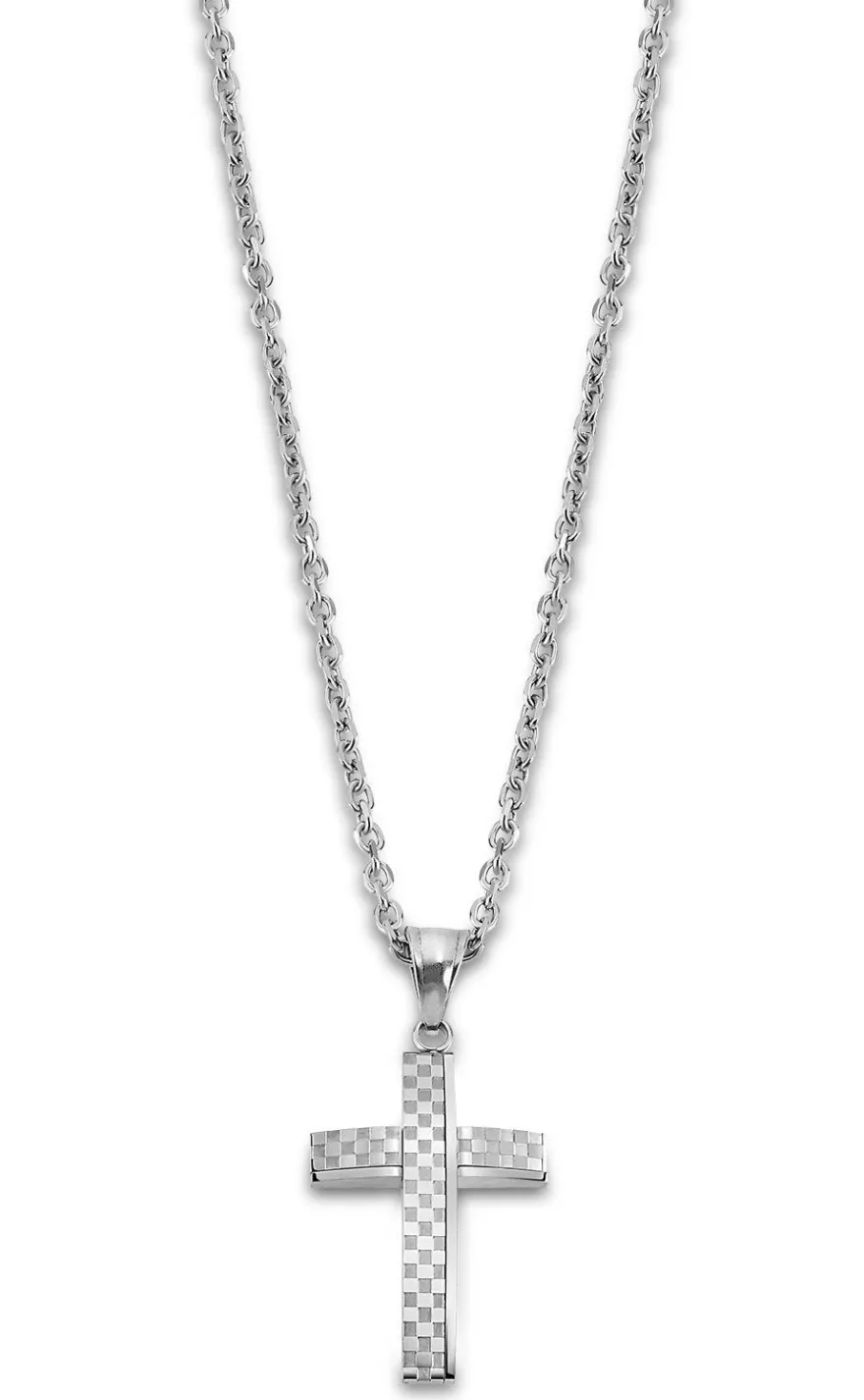 Herren Kette Edelstahl silber Kreuz Lotus Style LS2105-1/1