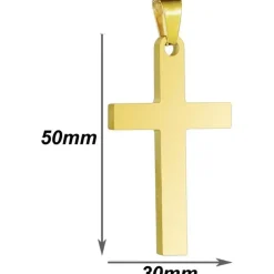 Herren Kreuz Kette Edelstahl Anhänger Halskette Silber Schwarz Gold 28x15mm